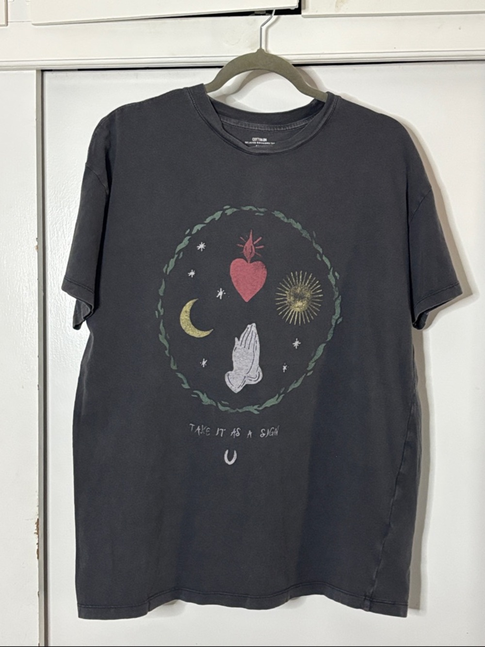 Cotton On Black Graphic Short Sleeve Tee with Multi-Color Icons